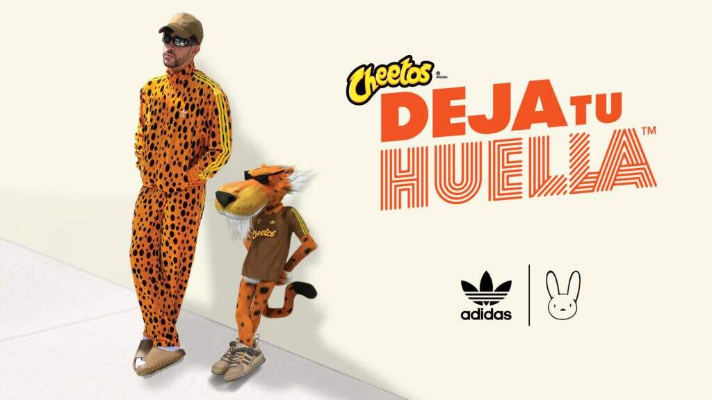 Collabs entre marcas - Bad Bunny + Cheetos + Adidas | Divulgação/Cheetos