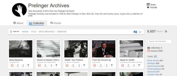 Prelinger Archives - site de vídeos sem direitos autorais | Reprodução site