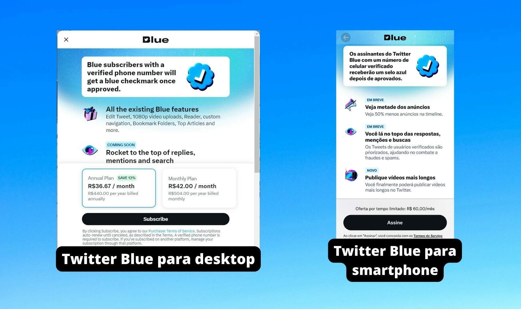 Chega ao Brasil o Twitter Blue